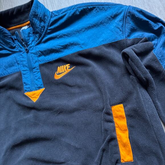 Nike Sportswear Fleece Sweatshirt Crop Womens XL Colorblock 1/4 Zip Pullover - Picture 2 of 8